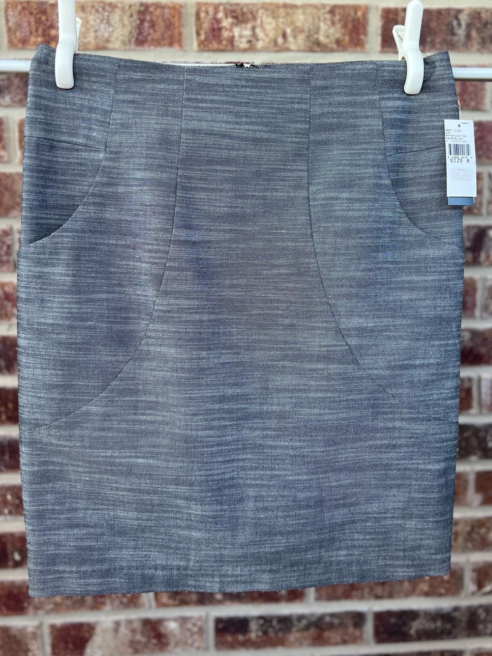 NWT I.N. Studio Gray Stretch Knit Front Pocket Straight Pencil Skirt Size 8